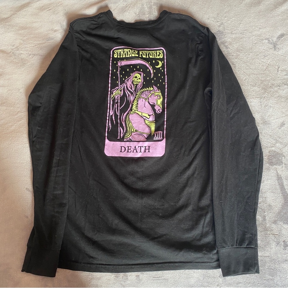 Strange Futures 'Death' Graphic Long Sleeve Tee - Black/Purple